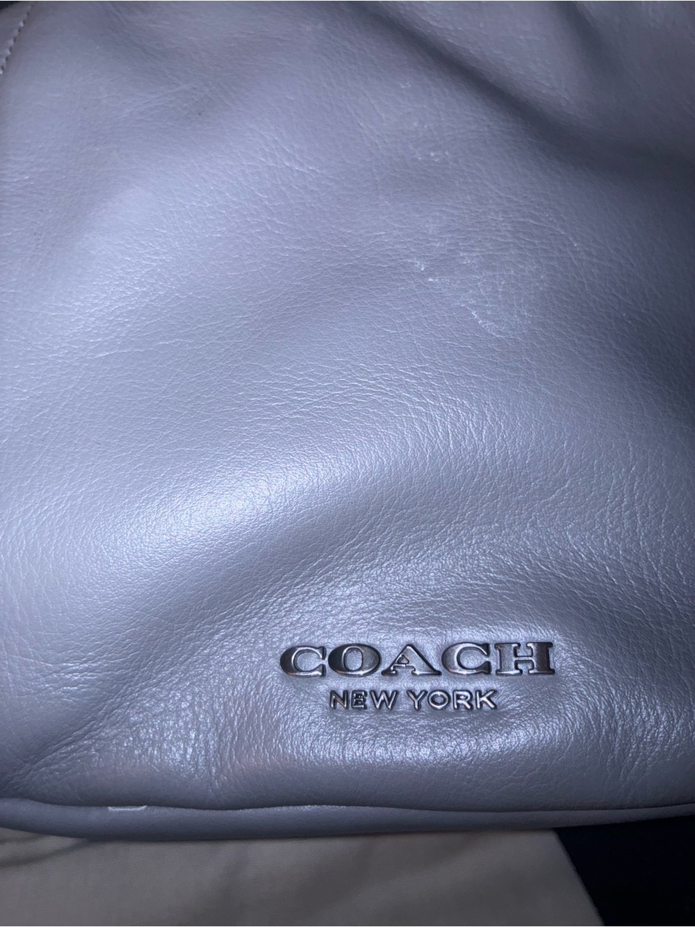 Soft Leather Shoulder Bag in Light Gray
